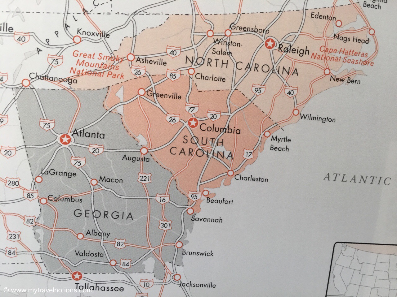 Road Map Of Georgia And South Carolina